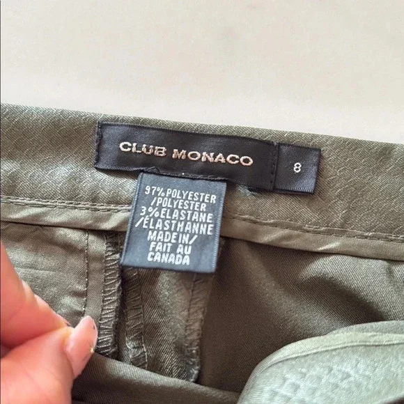 Club Monaco Olive Green Faux Leather Textured Women's Midi Skirt size 8 - Picture 3 of 3